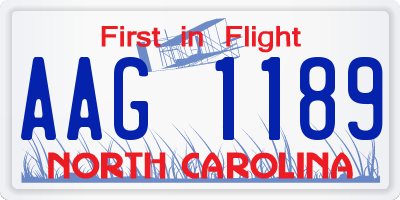 NC license plate AAG1189