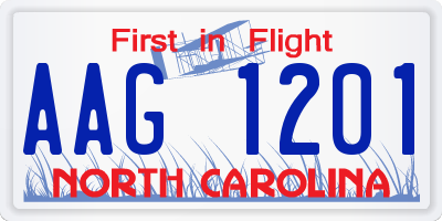 NC license plate AAG1201
