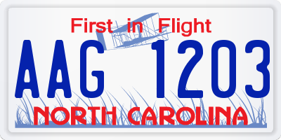 NC license plate AAG1203