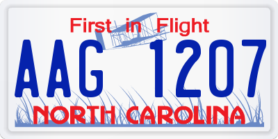 NC license plate AAG1207