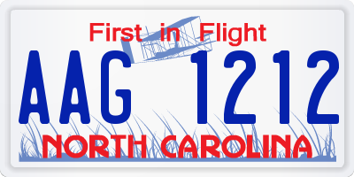 NC license plate AAG1212