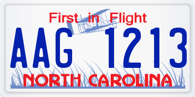NC license plate AAG1213