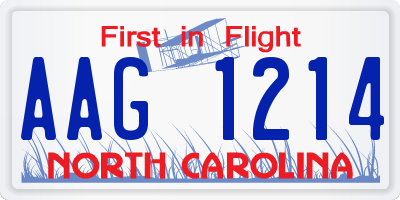 NC license plate AAG1214
