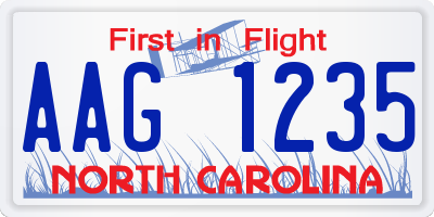 NC license plate AAG1235