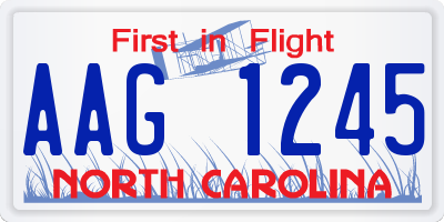 NC license plate AAG1245