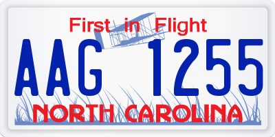NC license plate AAG1255