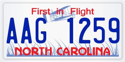 NC license plate AAG1259