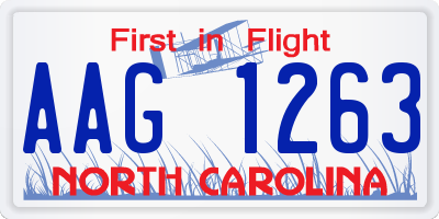NC license plate AAG1263