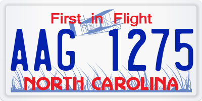 NC license plate AAG1275