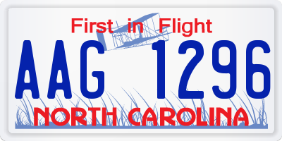NC license plate AAG1296