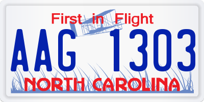 NC license plate AAG1303