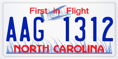 NC license plate AAG1312
