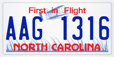 NC license plate AAG1316