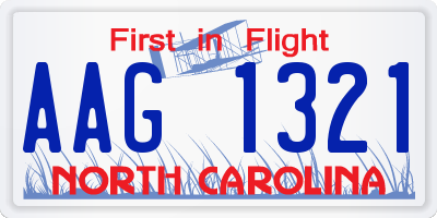 NC license plate AAG1321