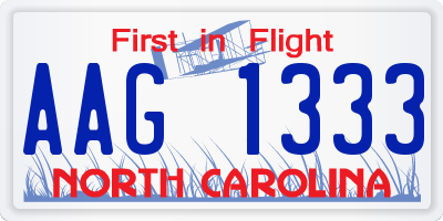 NC license plate AAG1333