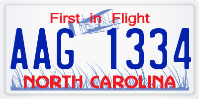 NC license plate AAG1334