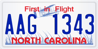 NC license plate AAG1343