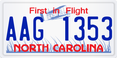 NC license plate AAG1353