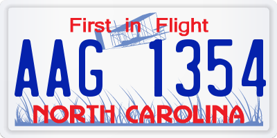 NC license plate AAG1354