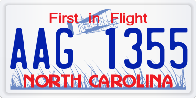 NC license plate AAG1355