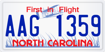 NC license plate AAG1359