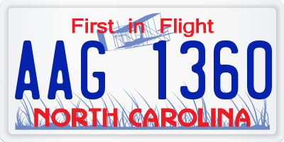NC license plate AAG1360