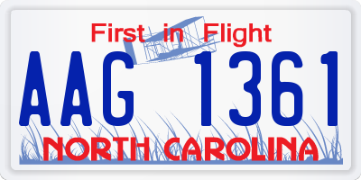 NC license plate AAG1361