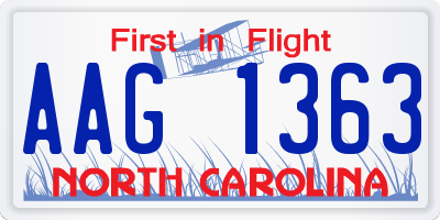 NC license plate AAG1363
