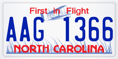 NC license plate AAG1366