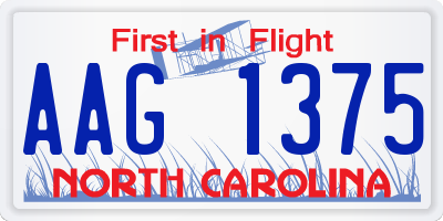 NC license plate AAG1375