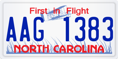 NC license plate AAG1383