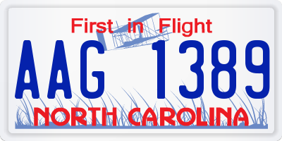 NC license plate AAG1389