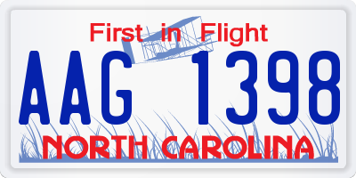 NC license plate AAG1398