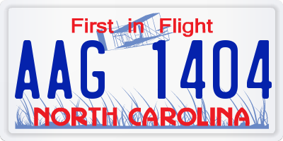 NC license plate AAG1404