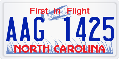 NC license plate AAG1425
