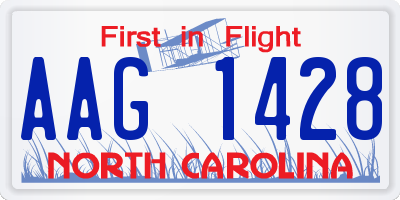 NC license plate AAG1428