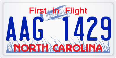 NC license plate AAG1429