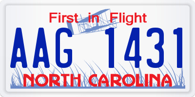NC license plate AAG1431