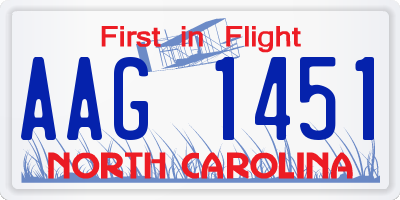 NC license plate AAG1451