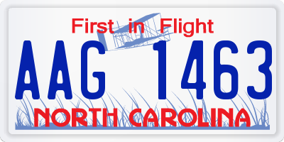 NC license plate AAG1463