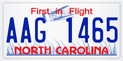 NC license plate AAG1465
