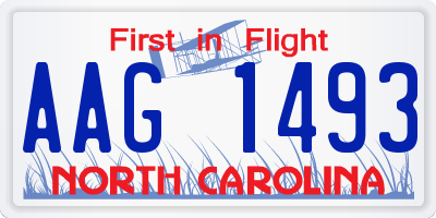 NC license plate AAG1493