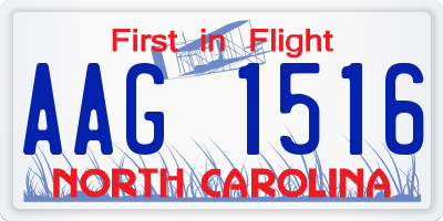 NC license plate AAG1516