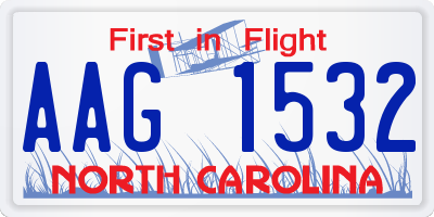 NC license plate AAG1532