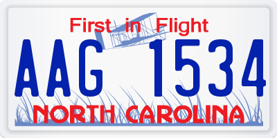 NC license plate AAG1534