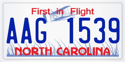 NC license plate AAG1539