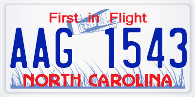 NC license plate AAG1543