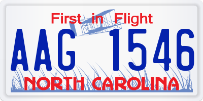 NC license plate AAG1546