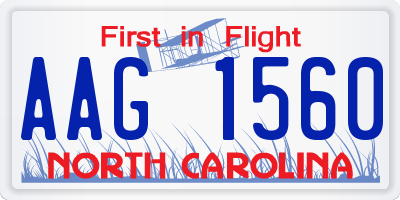 NC license plate AAG1560