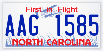 NC license plate AAG1585
